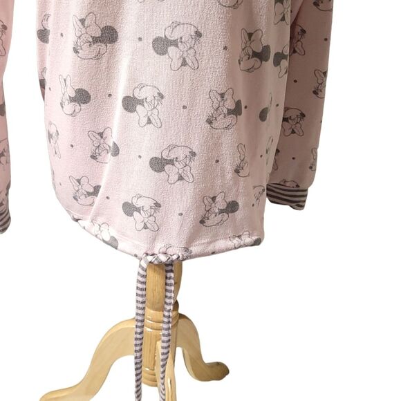 DISNEY Minnie Mouse Printed Cozy Lounge  Pajama  Top Pink Grey Size Small - Picture 6 of 10